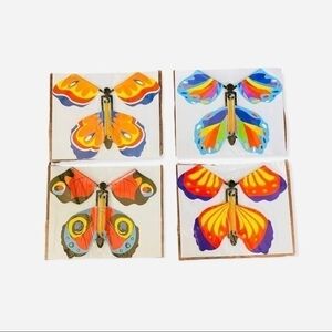 Lot 8 Magic Flying Butterfly Surprise Toys Wind-Up Card Inserts Prank Gift NIP